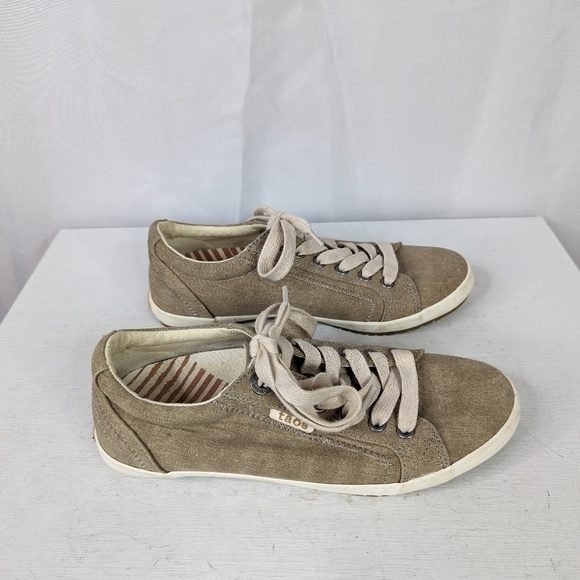 Taos Footwear Star Tan Beige Canvas Sneakers - Picture 4 of 8